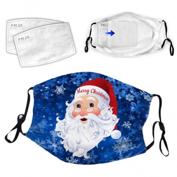Christmas Face Mask Adult Christmas Print Adjustable Washable Breathable Face Mask+ 2pc Filter Mascarillas mondkapjes wasbaar 1 Face Masks Grownup Christmas Print Adjustable Washable
