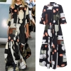 Summer season Style Printed Occasion Shirt Gown Quick Flare