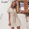 Simplee Classic buttons ladies costume shirt V neck