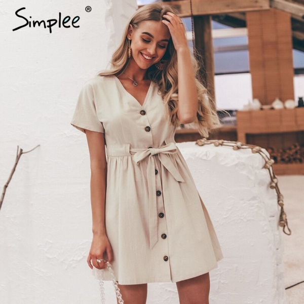 Simplee Classic buttons ladies costume shirt V neck