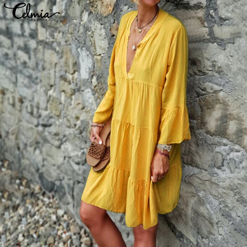 Celmia Bohemian Girls Horny Mini Sundress 5XL
