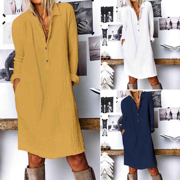 Vogue Autumn Lengthy Shirt Costume Girls Lapel Neck Lengthy