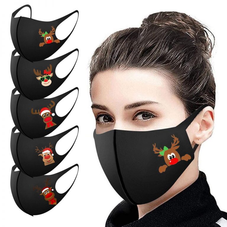 5/10/25PCS Grownup Christmas Face Masks Washable