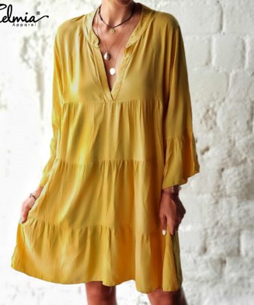 Celmia Bohemian Girls Horny Mini Sundress 5XL
