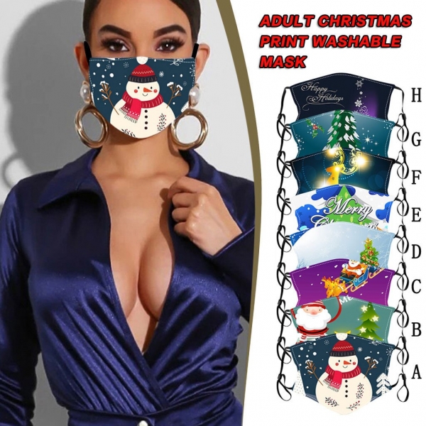 1pc Christmas Face Mask Washable Proof Protect Face Mouth Cover Outdoor Too Close Dust Mask Activated Carbon Filter Mask Protected and Festive with Christmas Face Masks - Washable, Reusable, and Activated Carbon Filter for Added Defense