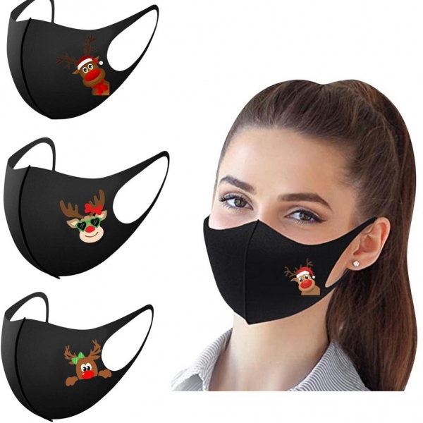 10pcs/5pcs Christmas Face Mask Washable Mouth Fabric Facial Mask For Adult Protection Reusable Santa Pattern Earloop Mouth Caps Christmas Face Masks Washable Mouth Cloth Facial Masks