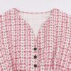 Printing Shirt Costume Ladies Elegant V-Neck Knee-Size