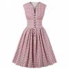  Vintage Sleeveless Pleated Printing Shirt Dress