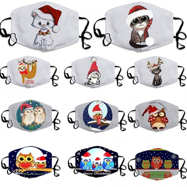 Unisex Merry Christmas Face Mask Cute Animal Snowman Santa Claus Printing Mask Adjustable Washable Face Mask Mascara Maszk 1 Unisex Merry Christmas Face Masks Cute