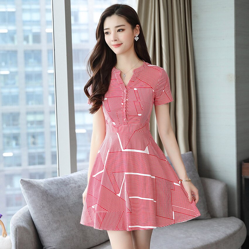 Summer season Pink Striped Mini Sundress Bodycon