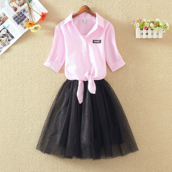 Women's Dress Shirts Strap Dress Striped Printed Ball Gown Dresses Female Students College Casual Summer Dress Vestidos L8044 4 Ladies's Costume Shirts Strap Costume Striped Printed Ball Robe