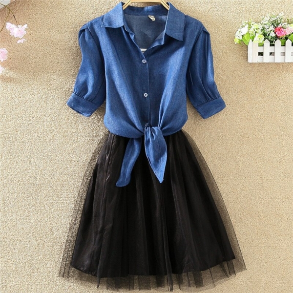 Women's Dress Shirts Strap Dress Striped Printed Ball Gown Dresses Female Students College Casual Summer Dress Vestidos L8044 2 Ladies's Costume Shirts Strap Costume Striped Printed Ball Robe