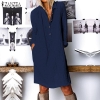 Vogue Autumn Lengthy Shirt Costume Girls Lapel Neck Lengthy