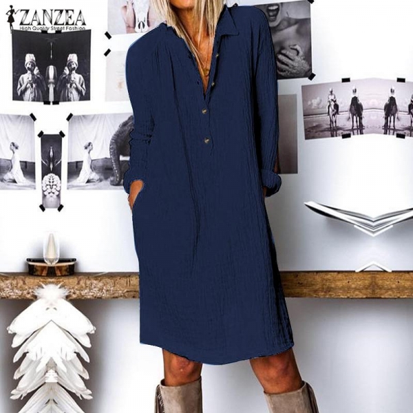 Vogue Autumn Lengthy Shirt Costume Girls Lapel Neck Lengthy