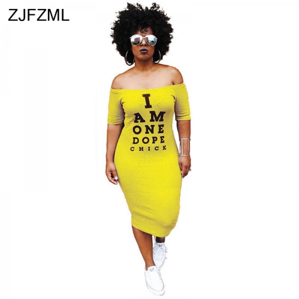 Off Shoulder Horny T Shirt Gown Girls Letter Print Slash