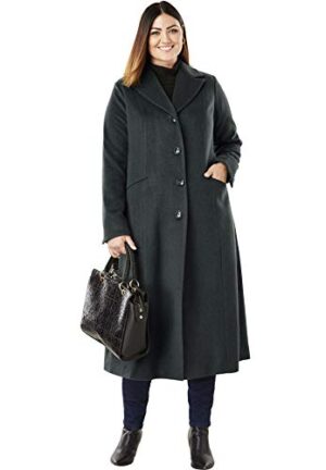 Women's Plus Size Full Length Wool Blend Coat