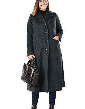 Women's Plus Size Full Length Wool Blend Coat