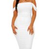 Women's Summer Sexy Bodycon Tube Top Off Shoulder Party Club Midi Dress