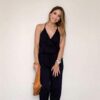 Spaghetti Strap Drawstring Waist Jumpsuit Romper with Pockets