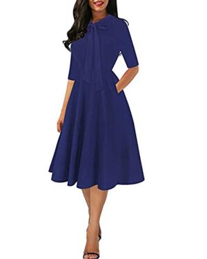 Fall Dresses for Women Vintage Half Sleeve Bow Tie