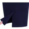 Women's Navy Blue Pleated Bow High Waist Pencil Skirt – Slim Fit Office & Workwear Style
