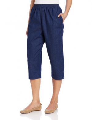 Elastic Waist Denim Capri Pants for Women – Pull-On Design and Flattering Fit