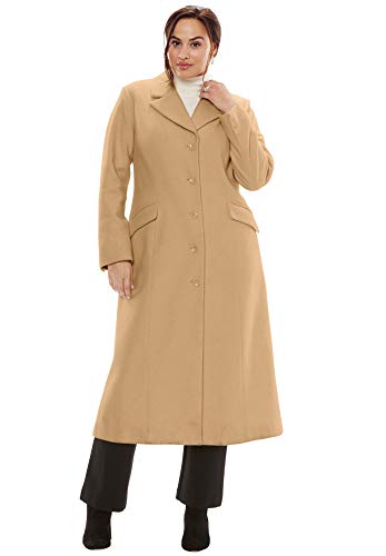 31JRZzAvxWL Jessica London Women's Plus Size Full Length Wool Blend Coat - 22, Black