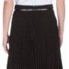Knee Length Pleated A-Line Skirt with Skinny Belt
