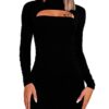 Women's Sexy Long Sleeve Cut Out Bodycon Dress