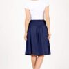 Women Knee Length Navy a Line Skirt with Side Pockets