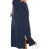 Plus Size Sporty Knit Maxi Skirt with Side Slits & Pockets – Comfortable and Stylish Athleisure for Women (Size 22/24, Bright Purple)