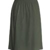 Womens A Line Midi Skirt Elastic Waist Front Button Casual