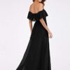 Chic Ladies' Ruffled Chiffon A-Line Bridesmaid Dress - Versatile Off-Shoulder, Empire Waist Gown in Black (US16)