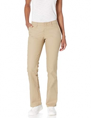 Dickies Ladies's Flat Front Stretch Twill Pant - Slim Fit Bootcut, Desert Sand, Size 8