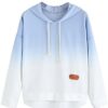 Casual long-sleeve tie-dye hoodie for women with drawstring hood and high-low hem, perfect for spring and fall. 