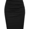 Ruched Front Wear to Work Office Pencil Skirt