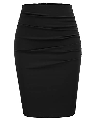 Ruched Front Wear to Work Office Pencil Skirt