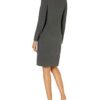 Spandex Fine Rib Long-Sleeve Scoop Neck Dress