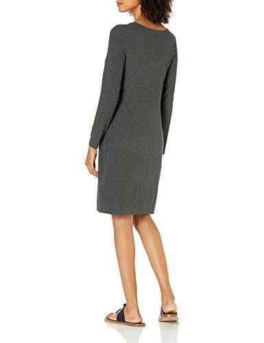 Spandex Fine Rib Long-Sleeve Scoop Neck Dress