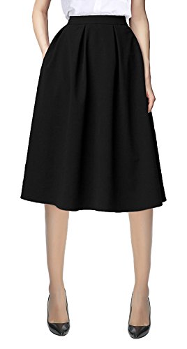 Pocket Skirt High Waist Pleated Midi Skirt