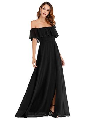 Women's Ruffles Chiffon A Line Bridesmaid Dress Evening