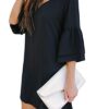 Women's Dress Sweet & Cute V-Neck Bell Sleeve Shift Dress