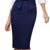 Pleated Bow High Waist Slim Work Office Business Pencil Skirt