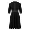 Half Sleeve Dress Fashion Solid Color O-Neck Striped Zipper