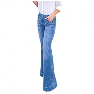 Vintage Flare Bell Bottom Raw Hem Denim Pants