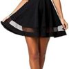 Women's Mesh See Through Sheer Block Skater Sleeveless Mini Dress