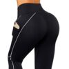 Women Reflective High Waisted Running Leggings with Pockets
