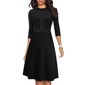 Half Sleeve Dress Fashion Solid Color O-Neck Striped Zipper