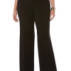 "Plus-size curvy-fit black bootcut trousers designed for comfort and style, perfect for office and casual wear. 