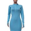 High Neck Bodycon Dress with Long Sleeves and Zipper - Comfortable and Stylish Mini Dress for Night Outs 💃